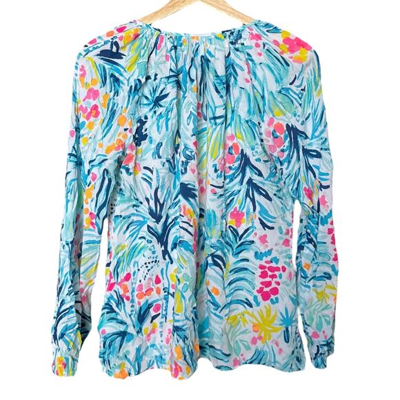 Lilly Pulitzer Willa Tunic Blouse Top in Serene Blue Tippy Top Size S - Picture 6 of 8